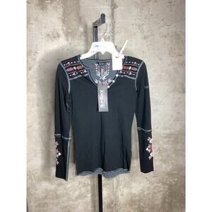 Alp N Rock Anabel Black Embroidered Shirt Sz. XS